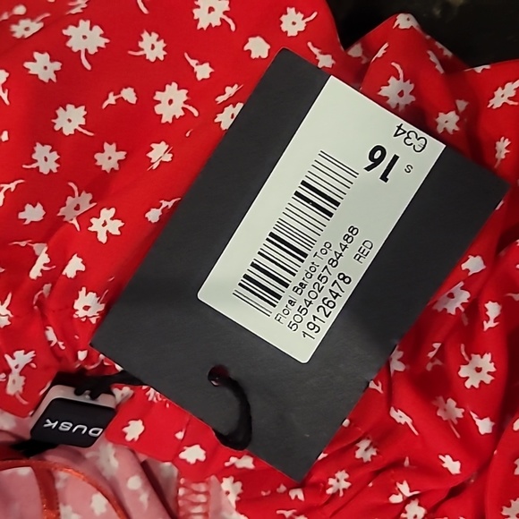 Dusk Red Floral Bardot Off Shoulder Blouse - XL NWT - Picture 7 of 7